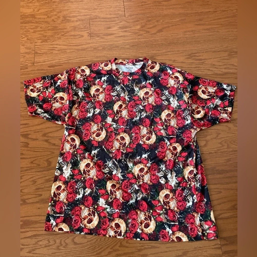 Black Canyon Outfitters Men's Skull Rose, Grunge Dry Fit Pullover Tee Shirt 3XL